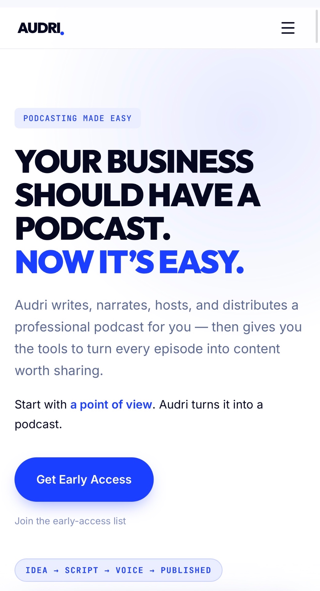 Audri product screenshot